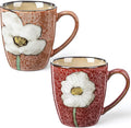 Maxdot 2 Pcs 12oz Ceramic Coffee Mugs Sets Glazing Process Cappuccino Mug Floral Ceramic Tea Cups Mother's Day Idea Gift for Women Mom Porcelain Cup for Coffee, Cocoa, Tea, Latte (Vintage)