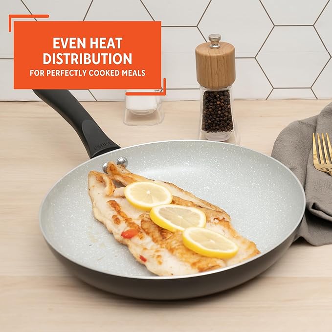 IMUSA 9.5" Premier Ceramic Nonstick Fry Pan with Cool Touch Handle, Matte Black