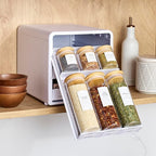 YouCopia SpiceStack,18-Bottle Adjustable Spice Rack Organizer, Pull-Out Seasoning Holder for Kitchen Cabinet and Pantry Storage with 104 Labels and Adjustable Dividers, Speckled White