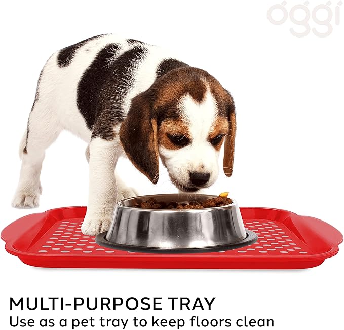 Oggi Anti Slip Serving Tray with Handles- Red Rectangle Tray - Ideal for Eating, Breakfast, Food, Appetizers, Serving, 5504.2, 17.5x11.5''