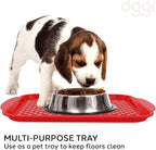Oggi Anti Slip Serving Tray with Handles- Red Rectangle Tray - Ideal for Eating, Breakfast, Food, Appetizers, Serving, 5504.2, 17.5x11.5''