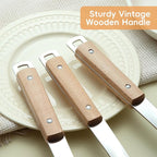 9pcs Cooking Utensils Set 304 Stainless Steel Kitchen Utensils with Wooden Hanlde Metal Kitchen Utensils Soup Ladle Set Dishwasher Safe Kitchen Essentials Set Kitchen Tool Set, Dishwasher Safe