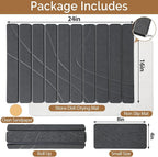 Large Stone Dish Drying Mat for Kitchen Counter,2 PCS Quick Dry Stone Mats,Foldable Water Absorbing Diatomaceous Drying Pad for Countertop Bottles Utensils Cups (Flow Line Dark Gray 24"x16" & 8"x4")