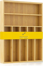 JoyJolt Bamboo Drawer Organizer, 7-Compartment Silverware Organizer, Cutlery and Utensil Organizer, Drawer Organizers for Garage, Kitchen, and Bathroom, Organizer Drawers for Kitchen Utensils
