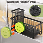 MURLONG Kitchen Sink Organizer,Sink Caddy Organizer with Removable Brush Holder,Self-Draining Countertop Organizers and Storage Essentials,Home Decor and Kitchen Gadgets-Black