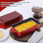 9x5 Inch Enameled Cast Iron Loaf Pan with Lid, Perfect Bread Baking Pan | Even Heat Distribution for Homemade Bread, Cake, Meatloaf，2 Piece set，Red