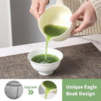Matcha Whisk Set, 5 Pcs Ceramic Matcha Set, Matcha Kit Set Includes Matcha Bowl, Matcha Whisk and Holder, Bamboo Scoop and Sifter, Matcha Tea Set, Ideal Gift for Family/Friend (Beige)