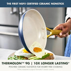 GreenPan Nonstick Reserve Pro 10” & 12” Frying Pan Set, NSF Certified Ceramic, Hard Anodized PFAS-Free Skillets, Stainless Steel Handles, Oven & Dishwasher Safe, Twilight Blue