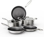 COOKER KING Stainless Steel 7PCS Cookware Set, Pots and Pans Set, Non Stick, Frying Pans, Saucepans & Stock Pot with Lid, Non-Toxic, Induction, Oven, Dishwasher Safe