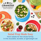 Bentgo Easyboxes Salad-to-Go Containers - 8-Piece Set: 4 Bowls, Leak-Proof Dressing Cups Built-In & 4 Fitted Lids Seal in Freshness; Reusable/BPA-Free for Salad, Pasta, & Cereal (Classic)