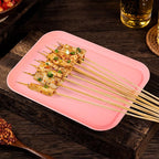 4 Pack Pink Plastic Serving Trays for Party Serving Food - Rectangular, 8.66 by 12 in, Heavy Duty Dessert Trays for Food Erving Platters for Party Tray Decor Veggie,Snack