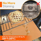 Copper 2 Pack Heavy Duty Non Stick Teflon Oven Liners Mat, Large Thick Liners for Bottom of Electric Oven Gas Stove Microwave Charcoal or Gas Grills 17"x 25" BPA and PFOA Free