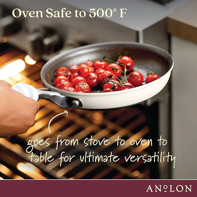 Anolon Achieve Hard Anodized Nonstick Frying Pan/Skillet, 8.25 Inch, Cream