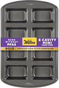 Wilton Gold Non-Stick Mini Loaf Pan, Cold-Rolled Steel Bakeware, Made without PFAS, Packaging May Vary