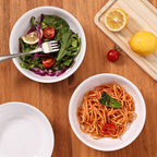 TP 12-Piece Melamine Dinnerware Sets, Plates and Bowls Dishes Set for 4, Break-Resistant & Non-Microwavable, Lightweight Dinner Plates, White