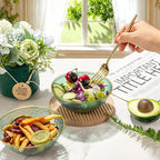 I00000 50 Pack 12 Ounce Clear Green Plastic Bowls Serving Bowls Hammered with Gold Rimmed, Heavy Duty Disposable Bowl Set,Small Bowls for Party Picnic