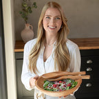 Extra Large Wooden Salad Bowl Set With Serving Utensils - A Beautiful Party Salad & Fruit Bowl With Serving Spoons Perfect for Your Dinner Party - Decorative & Practical Kitchen Must-Have