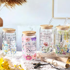 Mumufy 4 Pack Christian Gifts for Women Set Bible Verse 16oz Glass Tumblers with Straw, Inspirational Prayer Affirmation Cups, Religious & Spiritual Gift for Mom Wife Sister or Friends for Christmas
