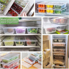SILIVO Produce Saver Containers for Refrigerator (6 Pack) - 1.5L Fruit Storage Containers for Fridge, Vegetable Storage Containers with Drain Tray Keep Fresh for Veggie, Fruit, Lettuce and Salad