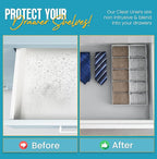 Refrigerator Liners for Shelves by Linda’s Essentials - Easy to Clean Fridge Liner with Spill Protection Fridge Shelf Liners & Drawer Liner, Nonslip BPA-Free Refrigerator Mats (Clear Roll)