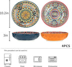 4 Pack Large Serving Bowls, 80 Oz Extra Large Salad Bowls Set of 4, Bohemian Decorative Bowls for Salad, Fruit, Pasta and Dinner, Serving Dishes Set for Party, Dishwasher & Microwave Safe, Mix-color