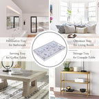 MAONAME Rectangular Decorative Tray, Modern White Serving Tray with Handles, Marbling Plastic Trays for Ottoman, Coffee Table Trays for Living Room, Home Decor, 15.8" x 10.2" x 1.4"