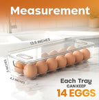 Utopia Home Egg Container With Lid and Handle for Refrigerator Organization- Pack of 2 - Clear Stackable Egg Holder for Kitchen or Pantry Organizers and Storage