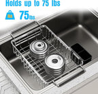 Expandable Over The Sink Dish Drying Rack, Anti-Rust Stainless Steel in Sink Dish Drainer with Cutlery Holder, Counter Space Saving Sturdy Sink Drying Rack for Many Kitchen Drain Task