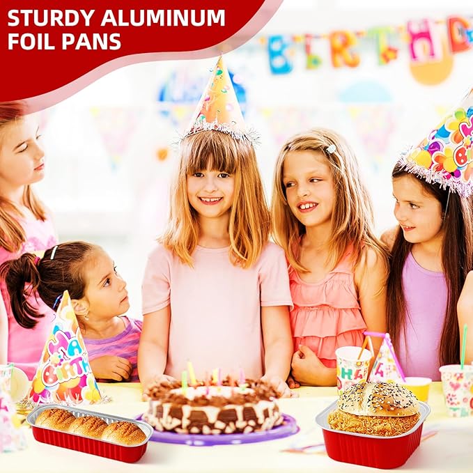 Mini Loaf Pans with Lids and Spoons Sealing Sticker,30 Pcs 6.8oz Cake Pans for Baking Disposable Aluminum Foil Christmas Red cake pan (30 Pack Red)