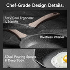 JEETEE 11 inch Nonstick Frying Pan Granite Stone Coating Cookware, Nonstick Omelette Skillet with Soft Touch Handle, All Stove Induction Compatible (Gray)