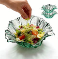2 Piece Glass Salad Bowl Set - 7.3" Decorative Serving Bowls, 17 OZ (500ml) Multipurpose Bowls for Fruits, Veggies, Snacks, Candies, Desserts, Family Dinners & Parties (Green, medium size)