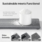 Razborci 2PCS Diatomite Quick Stone Drying Tray Mat For Bathroom & Kitchen Counter, Instant Dry Water Absorbent Drink Bar Coaster,Vanity Sink Caddy Organizer,Dish Soap Sponge Holder, Dark Gray,9"x3.5"
