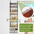 Churboro Over the Door Pantry Organizer Rack with 9 Adjustable Baskets, 9 Tiers Dual-use Hanging or Wall Mount Spice Rack Organizer, Black