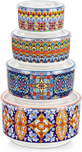 vancasso Serving Bowls with Lids Set of 4, Ceramic Nesting Mixing Bowls for Food Storage, Prep and Stackable, Dishwasher & Microwave Safe Gift Set, 60/36/20/10 OZ, Series SIMI