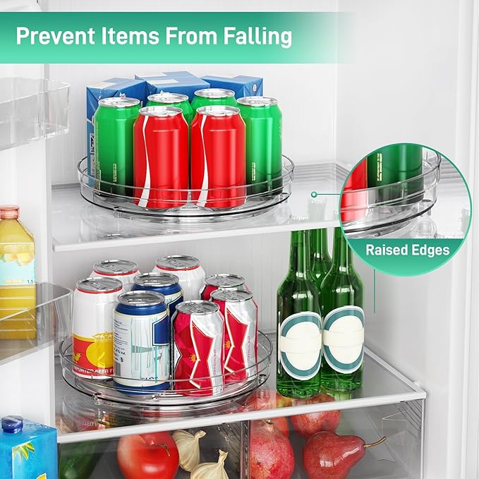 3 Pack 9.5" Lazy Susan Organizer, Pantry Organizers and Storage, Lazy Susan Turntable for Cabinet, Refrigerator, Closet, Countertop, Non-Skid Fridge Organizer