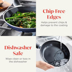 Deco 8” Nonstick Frying Pan Skillet, Made in Italy, Diamond Ceramic PFAS-Free, Dishwasher & Metal Utensil Safe, Durable Gloss Enamel Finish, Stay-Cool Handle, High Walls-Extra Room, Blue