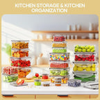 50-Piece Food Storage Containers with Lids (25 Containers & 25 Lids), Airtight Reusable Meal Prep Containers for Lunch, Plastic Kitchen Storage Containers with Labels & Marker Pen