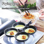 Cast Iron 4-Cup Egg Pan, Small Omelette Pan with Turner & Oil Brush, Breakfast Pan for Eggs Pancakes Sandwiches Burgers, Suitable for Gas Stove & Induction, Naturally Nonstick with Seasoning, 6.6inch