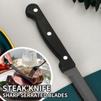 60-Piece Black Silverware Set with Steak Knives Black Stainless Steel Flatware Set for 10 Food Grade Tableware Cutlery Set Rust-proof, Mirror Polished, Dishwasher Safe