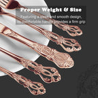 Runfly Gorgeous Retro Royal Rose Gold/Copper Stainless Steel 20 Pieces Flatware Set, Silverware Set, Anti-rust Stainless Steel Gold Cutlery Set Utensils Including Fork Spoon and Knife