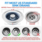 Sink Drain Strainer - Sink Stopper Kitchen Drain, 3 in 1 Kitchen Sink Drain Strainer with Anti-Clogging Basket, Kitchen Gadgets Clearance Sink Accessories, Fit US Standard 3-1/2'' Sink Hole, Silver