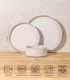 TheTerra Ceramic Dinnerware Sets for 4, 12 Pieces Porcelain Lightweight Plates and Bowls Sets, Scratch Resistant Dish Set, Oven & Microwave & Dishwasher Safe, Primrose Pink