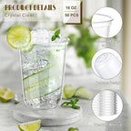 KesaPlan 50 Pcs 16oz Clear Plastic Cups Disposable Wine Cups Round Bottom Stemless Disposable Wine Glasses for Cocktails Birthdays Weddings Party Supplies