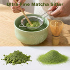 Matcha Whisk Set -7 Pcs Ceramic Matcha Kit Includes Matcha Bowl,Holder,Matcha Sifter, Bamboo Whisk (Chasen),Matcha Spoon and Scoop and Tea Towel,Matcha Kit for Matcha Lovers(Cyan)