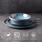 AmorArc Ceramic Dinnerware Sets,Handmade Reactive Glaze Stoneware Plates and Bowls Sets,Highly Scratch Resistant | Dishwasher & Microwave Safe Dishes Set,Service for 8 (24pc)