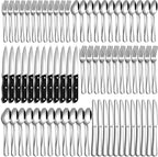 72 Pcs Silverware Set with Steak Knives Food-Grade Stainless Steel Flatware Set for 12 Mirror Cutlery Include Forks Spoons and Knives Set Dishwasher Safe Utensil Sets for Home Restaurant