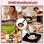 4.7 Inch Mini Frying Pan, Black Non-Stick Egg Pan with Hanging Hole, Flat Bottom Design for Gas, Induction, Electric Stove, Perfect for Single Serve Breakfast, Omelets & Camping, RV Use (Pink)
