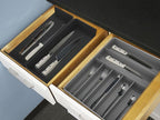 Simple Houseware Expandable Kitchen Drawer Flatware Organizer, Black/Gray