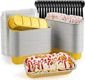 120Pcs Mini Loaf Pans with Lids and Spoons, Aluminum Foil Baking Pans, Rectangle Mini Cake Pan, Brownie Baking Cups for Picnics Party (Gold)