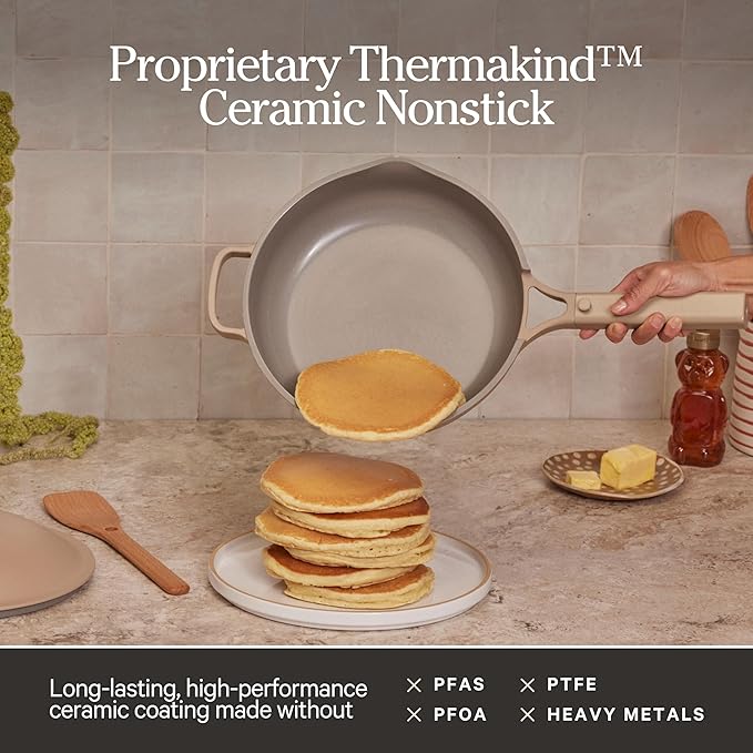 Our Place Mini Always Pan | 8.5" Ceramic Pan with Modular Lid & Beechwood Spatula | Patented 10-in-1 Nonstick, Non-Toxic Cookware Made Without PFAS | Induction & Oven-Safe up to 450°F | Steam
